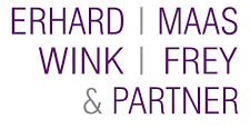 Lila Textlogo ERHARD MAAS WINK FREY und Partner auf weiss